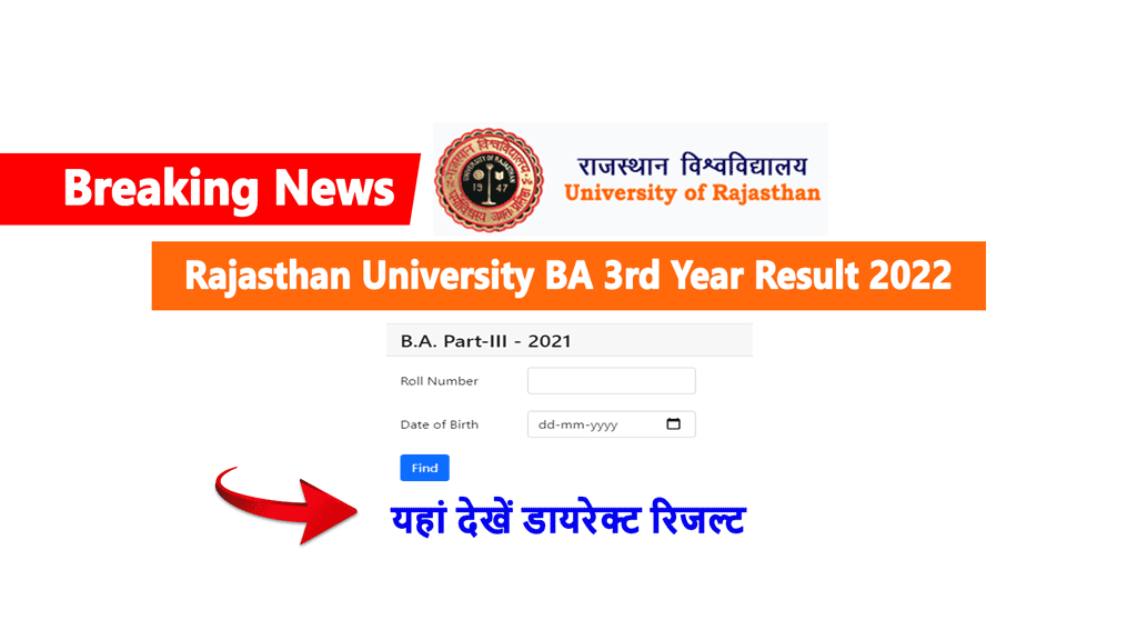 Rajasthan University BA 3rd Year Result 2022
